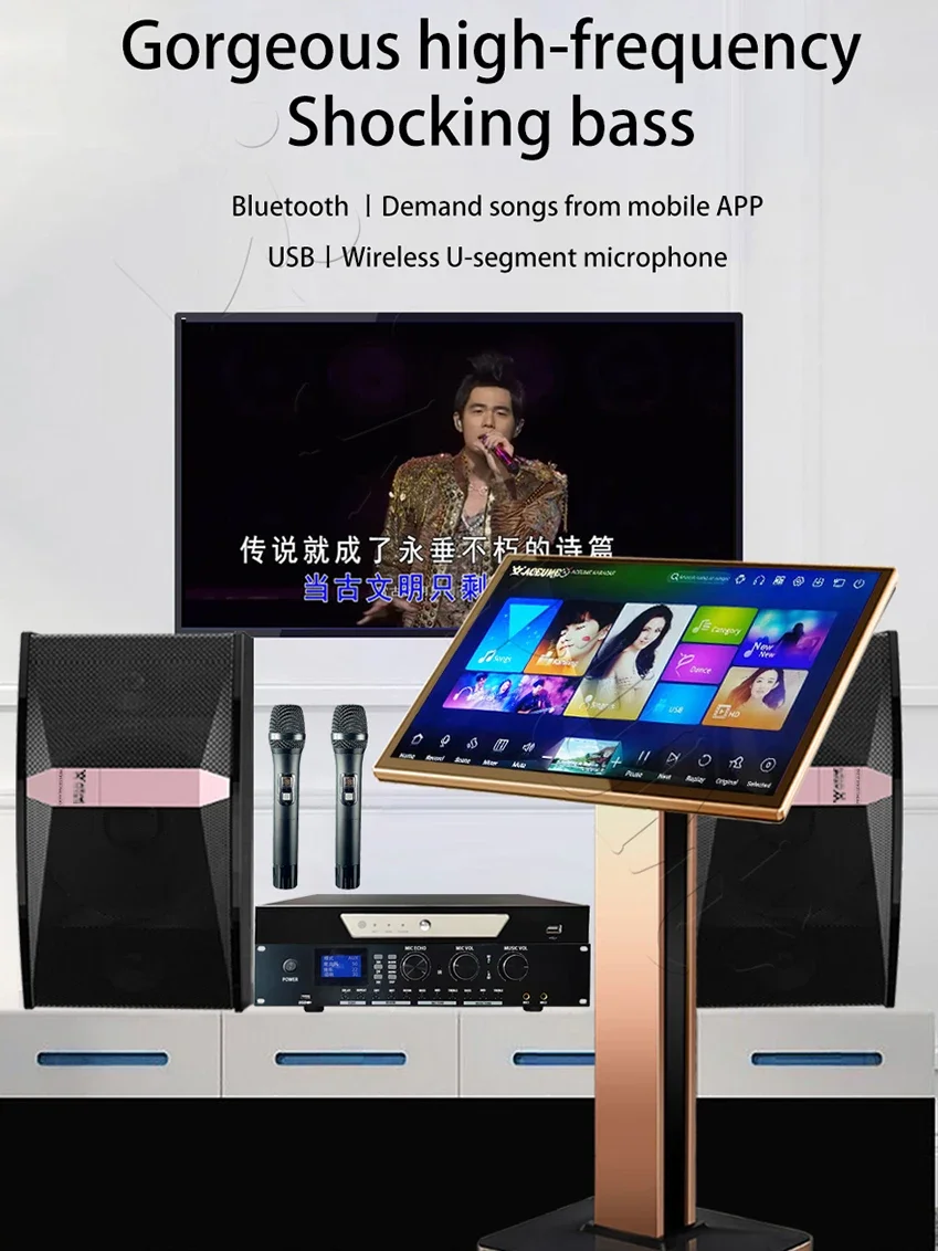 TSRVK520-16TB 22" MIC Family KTV Singer Audio Set Full Karaoke Machine Home All-in-one Machine WIFI