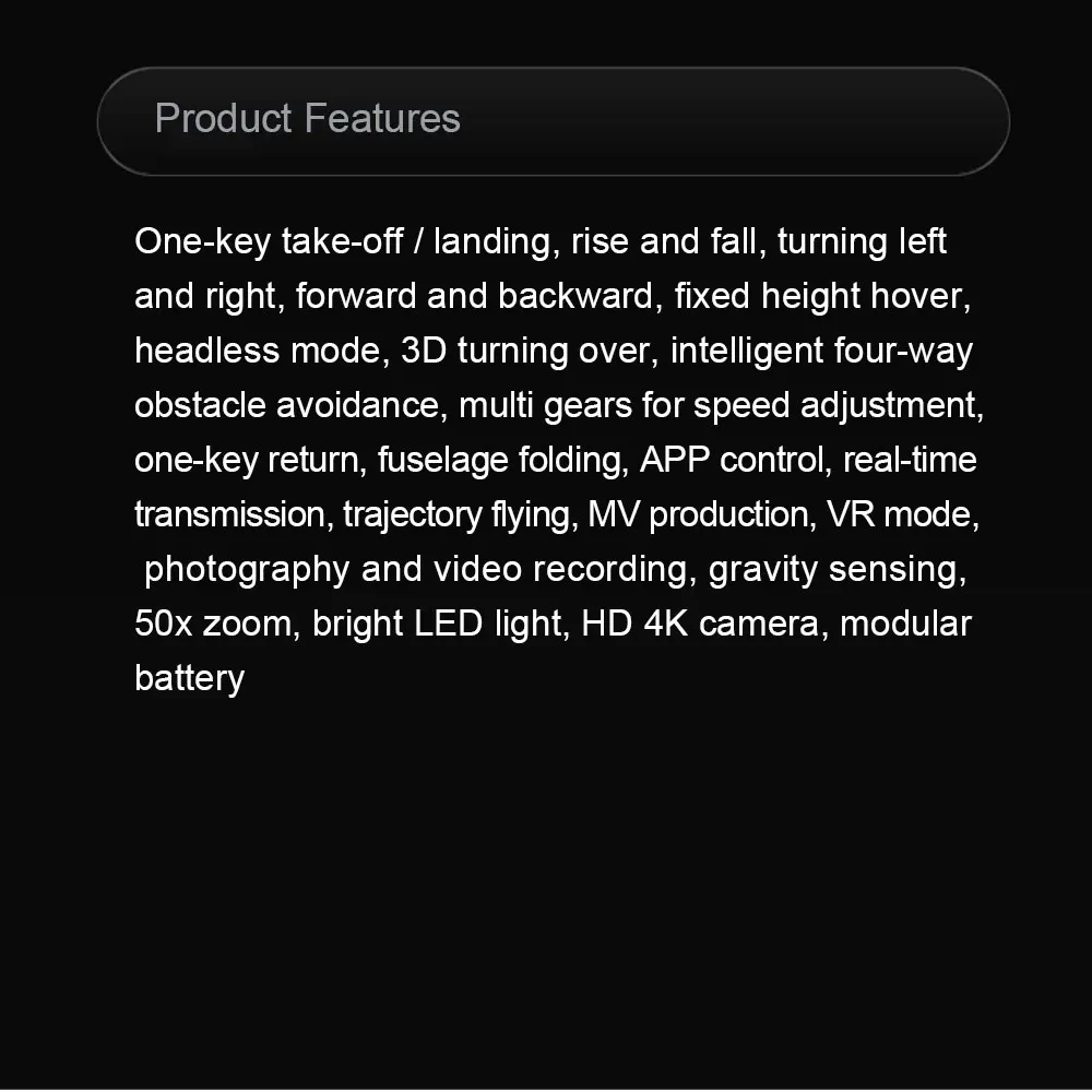 product features one-key take-off / landing, rise and