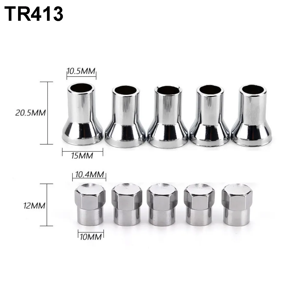 자동차 액세서리 크롬 타이어 밸브 스템, 왼쪽 오른쪽 앞 뒤 바퀴 타이어 밸브, TR413, TR414, 10 개