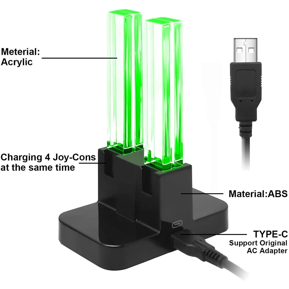Controller Charger Dock Controller Charging Base Nintendo Switch Charger Switch Charger Controller Charger Nintendo Charger For Nintendo Switch 4 in 1 Controller Charger LED Indicator Charging Dock Station Nitend for Nintendoswitch NS OLED Accessories