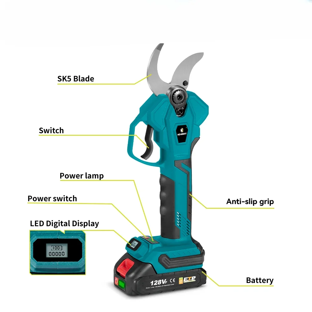 For 45mm Brushless Electric Pruning Shears  4 Gears Cordless Efficient Garden Electric Scissors For Makita 18V Battery 3
