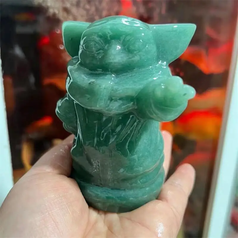 

Натуральный зеленый авантюрин, 10 см, Мультяшные Резы, ручная работа, полированные кварцевые лечебные драгоценные камни для украшения дома