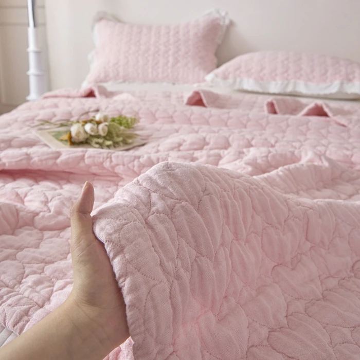 Atmungsaktive Decke aus reiner Baumwolle, gesteppt, mit Herz- und Rosenmuster, für Sofa, Flugzeug, Baby, Erwachsene, Sommerdecke, Dropshipping – Detail 8