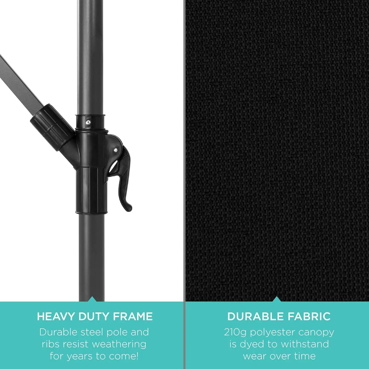 10ft Solar LED Offset Hanging Market Patio Umbrella for Backyard, Poolside, Lawn and Garden w/Easy Tilt Adjustment, Polyester Sh 6