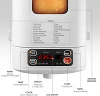Automatic Bread Maker Machine, 1LB/1.5LB Programmable 2 Loaf Sizes, 3 Crust Colors, Small Digital Home Bakery with Dough, Cake, 2