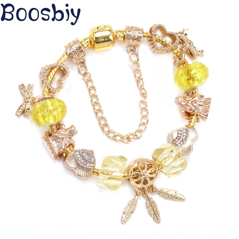 

Dream Catcher & Angel Charm Bracelet With Bowknots Pendanst Beads Fit Women's Jewelry To Making Gift Chain New Desgin