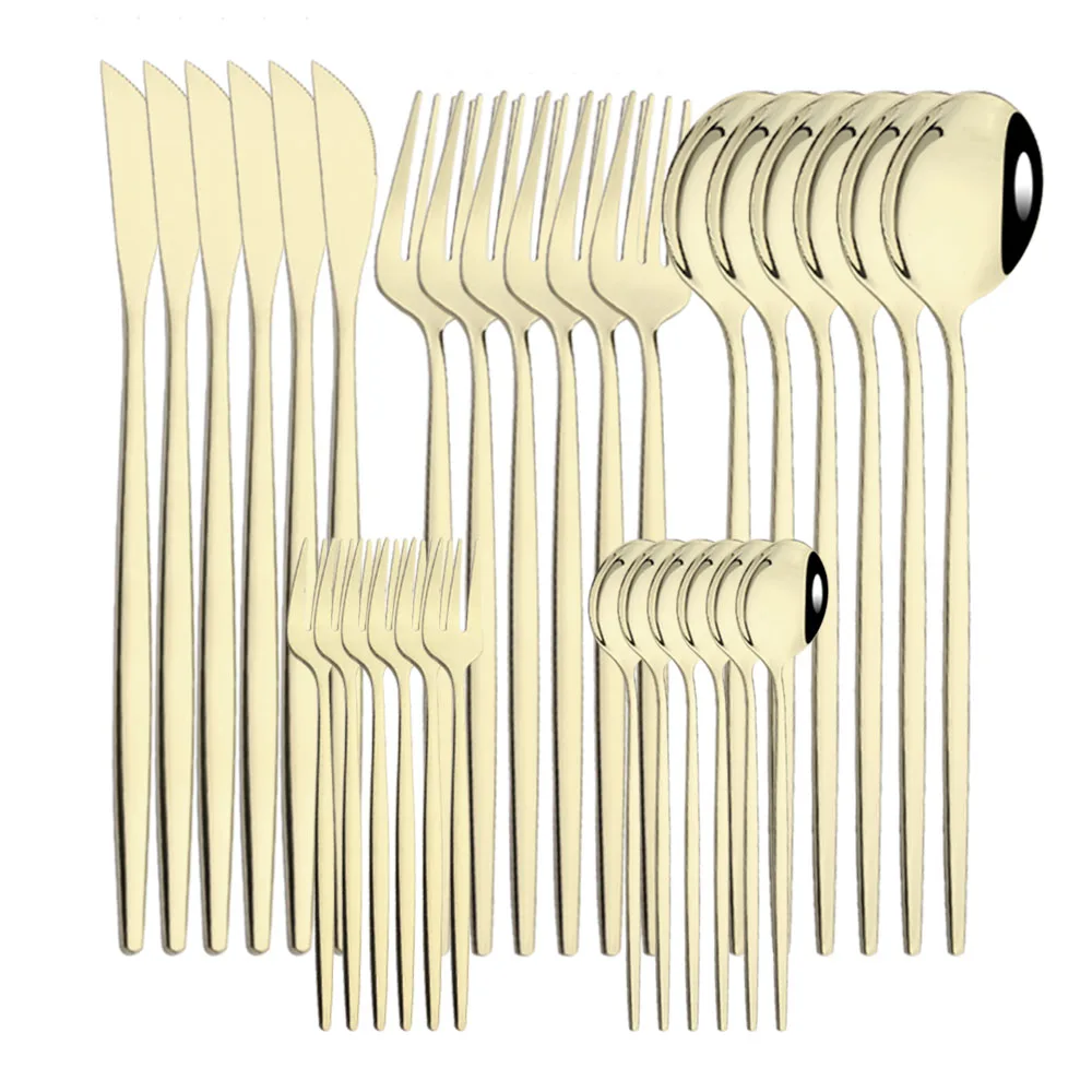 Stainless Steel Cutlery Set Cutlery Set 24/30Pcs Champagne Cutlery Set