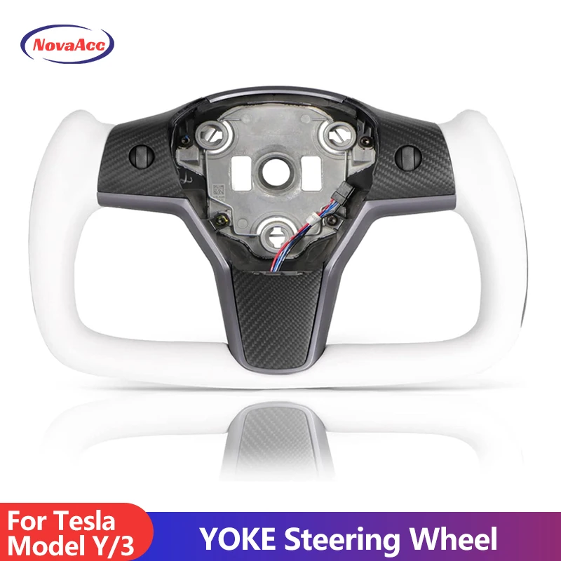 For Tesla Y 3 Yoke Steering Wheel Heating Optional Personalized Matte and Glossy Carbon Fiber Model 3 Y car steering wheel accessories