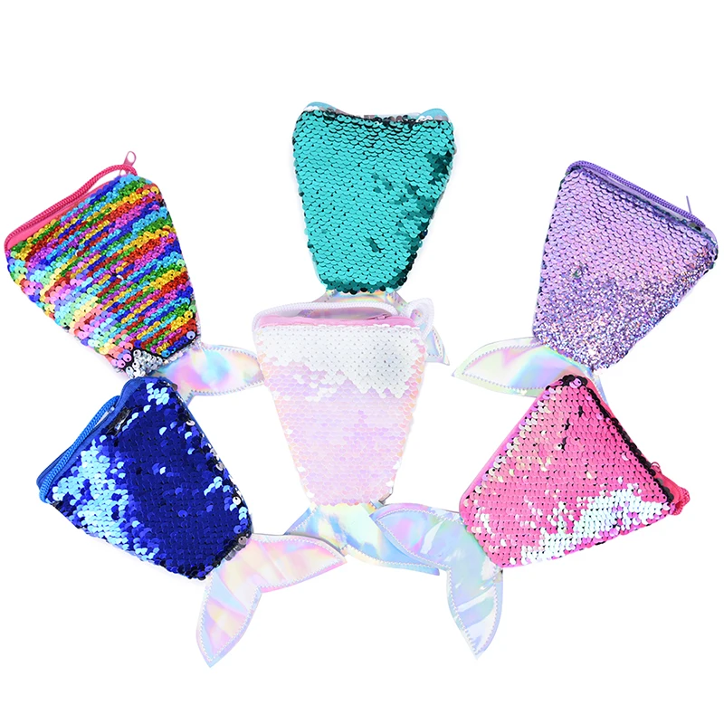 Mini Borsa Con Paillettes 10 Pezzi - Portamonete Per Bambina A Tema Sirena - Foto 6