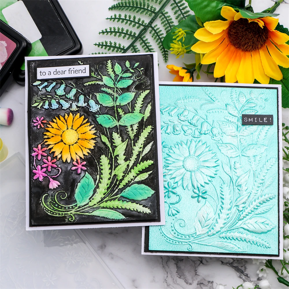 Description Picture 3 of itemNew 3D Embossing Folder Blooming Anemone Bouquets Flower and Leaves Pattern For DIY Scrapbooking Album Decor Card Making Craft