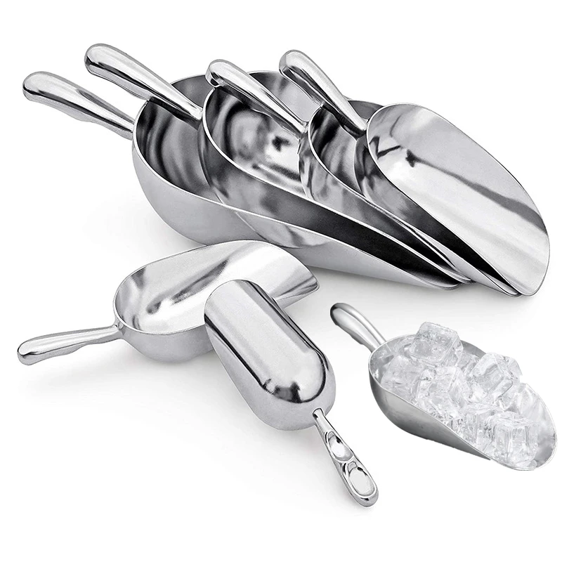 Ice Shovel Scoop 4-Size Aluminum Alloy Multifunctional Grain Coffee Beans Bar Cube Scraper Measuring Spoon Kitchen Accessories