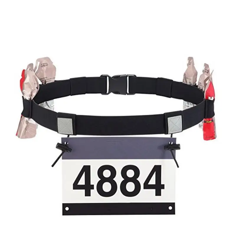 

Marathon Race Number Belt Elastic Race Belt Running Hydration Belt With Gel Holder Lightweight Breathable Triathlon Waist Belts