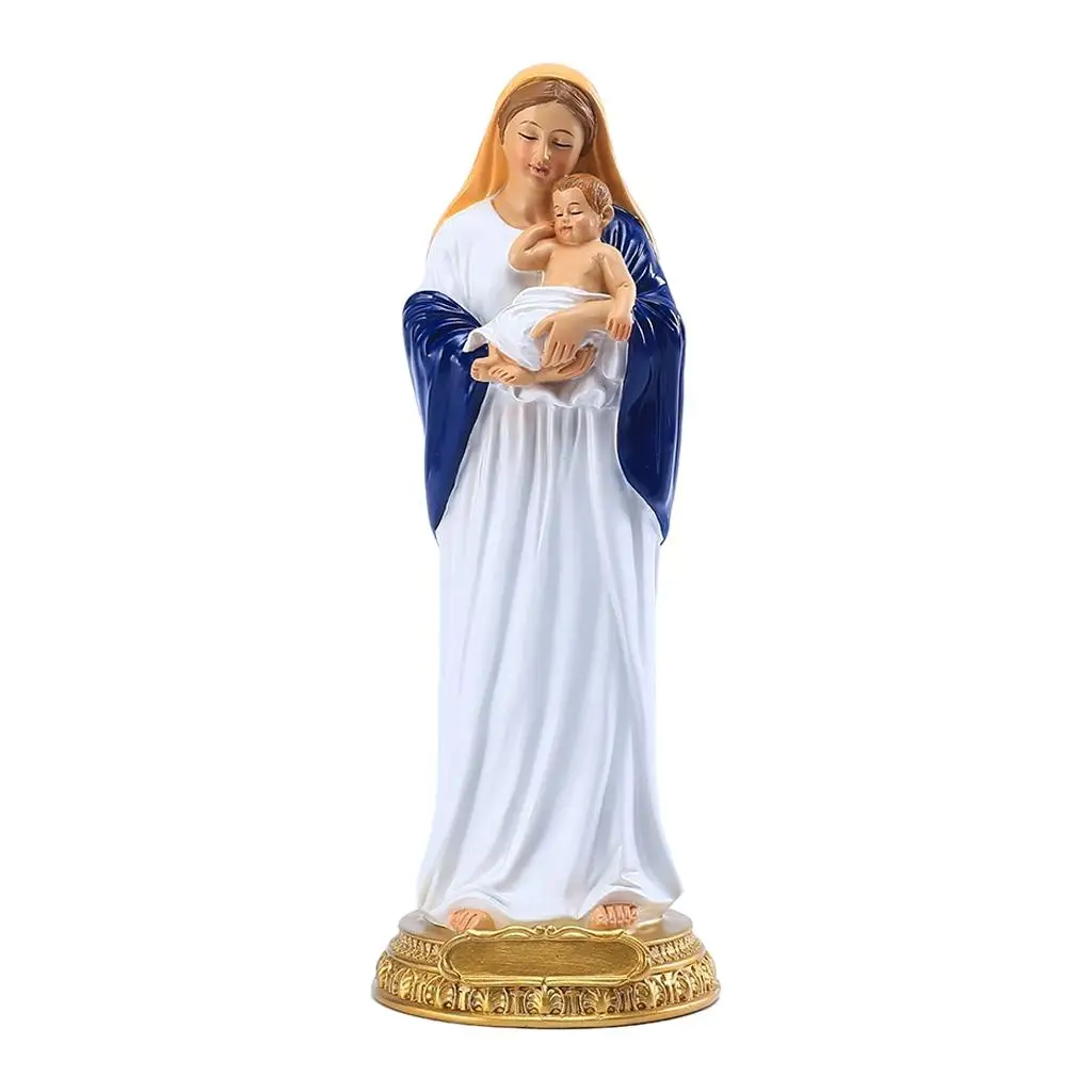 Religious Blessed Mary Holding Baby Statue Figurine Resin Sculpture Christian Ornament for Office Church Tabletop Home Religious Blessed Mary Holding Baby Statue Figurine Resin Sculpture Christian Ornament for Office Church Tabletop Home