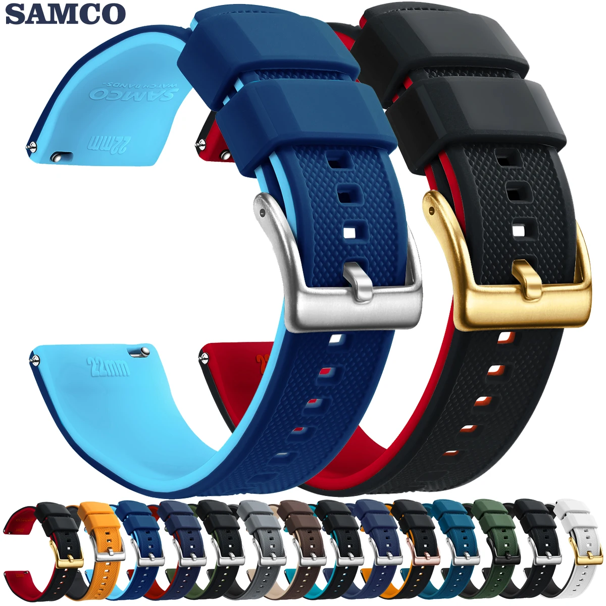 Quick Release Rubber Watch Strap Silicone Watch Band 18mm 20mm 22mm  Huawei ,Samsung Galaxy, Garmin, Watch Replacement Watchband