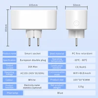 Tuya Wifi Smart Dual Plug Socket Eu 16A 20A 2 in 1 Function with Power Monitor Voice Control Smart Life Works with Alexa Google - Image 5