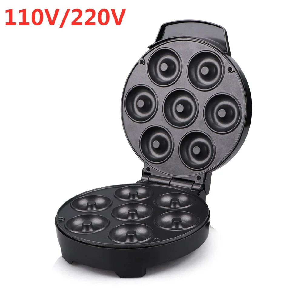 전기 미니 케이크 도넛 메이커 기계, 자동 1200W 논스틱 요리 팬 그릴, 어린이 디저트 주방 조리기구, 7 홀, 110V, 220V