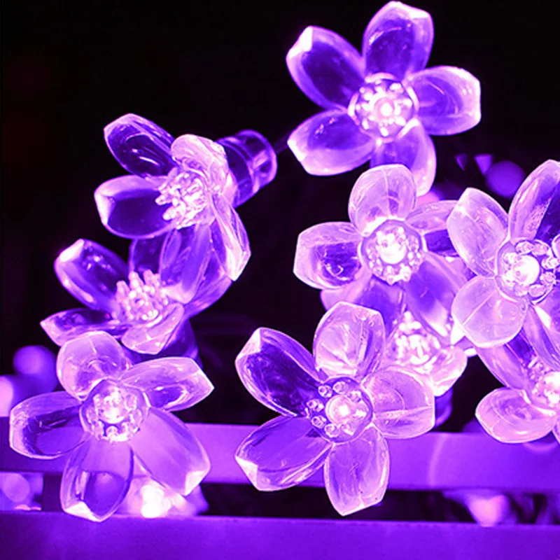 Solar Lotus Flower String Lights - Double Layer Cherry Blossom Fairy Lights