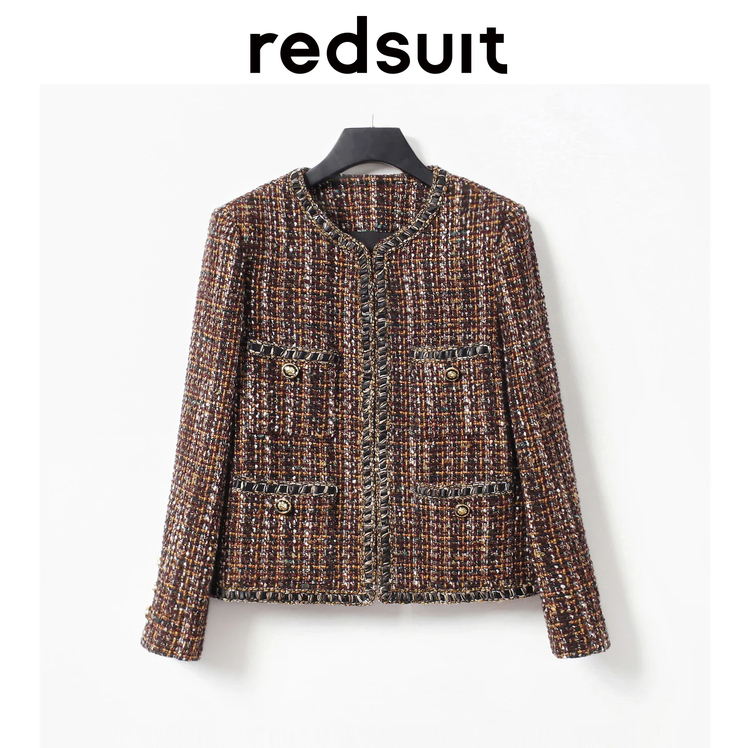 

Luxury Fashion Trend Brown Coffee Knitted Top Appears Be Large and Slim Long Sleeve Small Fragrant Coat