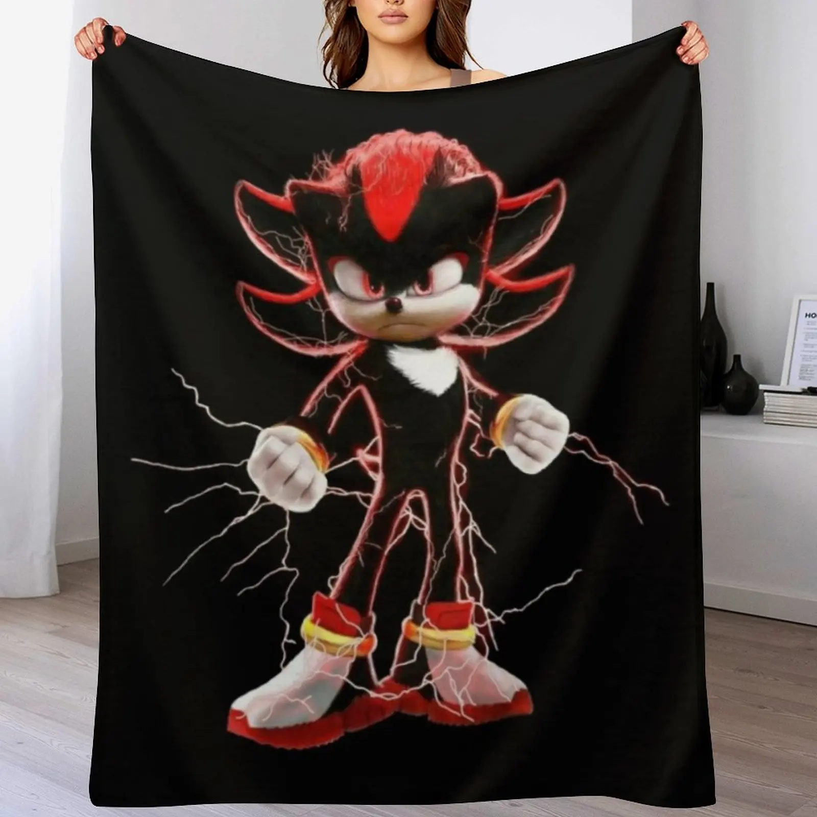 Shadow the hedgehog Throw Blanket Decorative Sofas Sofas Blankets 4