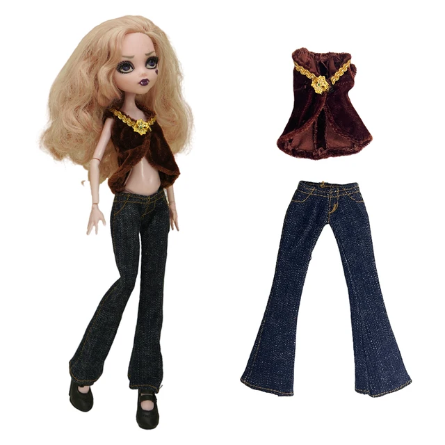 NK Official Newest Clothing For Monster High school Doll Clothes Handmade Pants Shirts Long Jeans For 10 Inch Doll Outfit