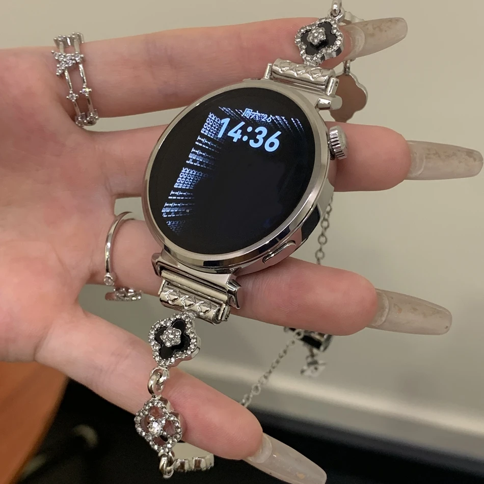 18/20/22MM サムスン Galaxy Watch 7 4 6 Classic 5 Pro、Amazfit Bip/GTS GT2対応 ファッション ダイヤモンド フラワー ブレスレット ストラップ