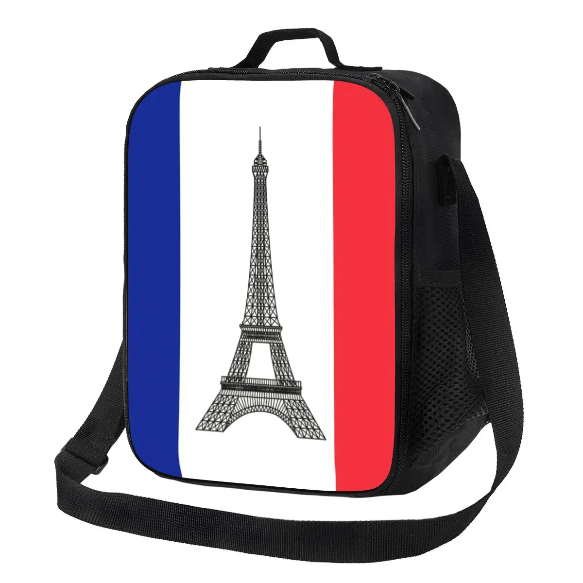 

Flag Of France Thermal Insulated Lunch Bags French La Tour Eiffel Resuable Lunch Tote for Office Outdoor Storage Bento Food Box