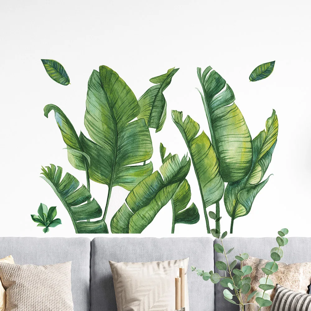 Green Banana Leaf Wall Sticker M164 Kids Room Background Home Decoration Mural Living Room Wallpaper Funny Decal