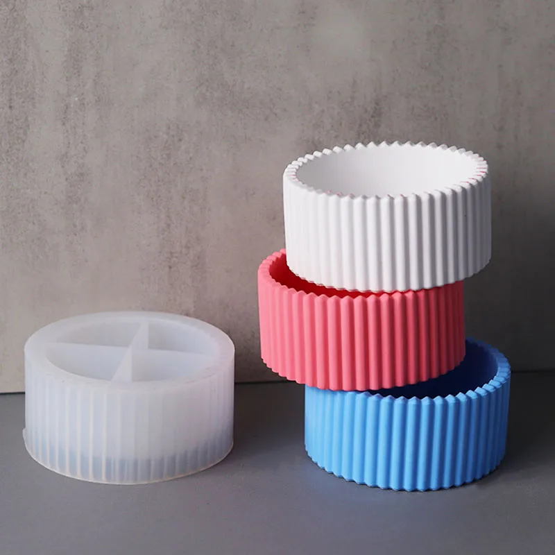 Round Candle Jar Silicone Mold Flower Pot DIY Jewelry Storage Jar Home Decoration