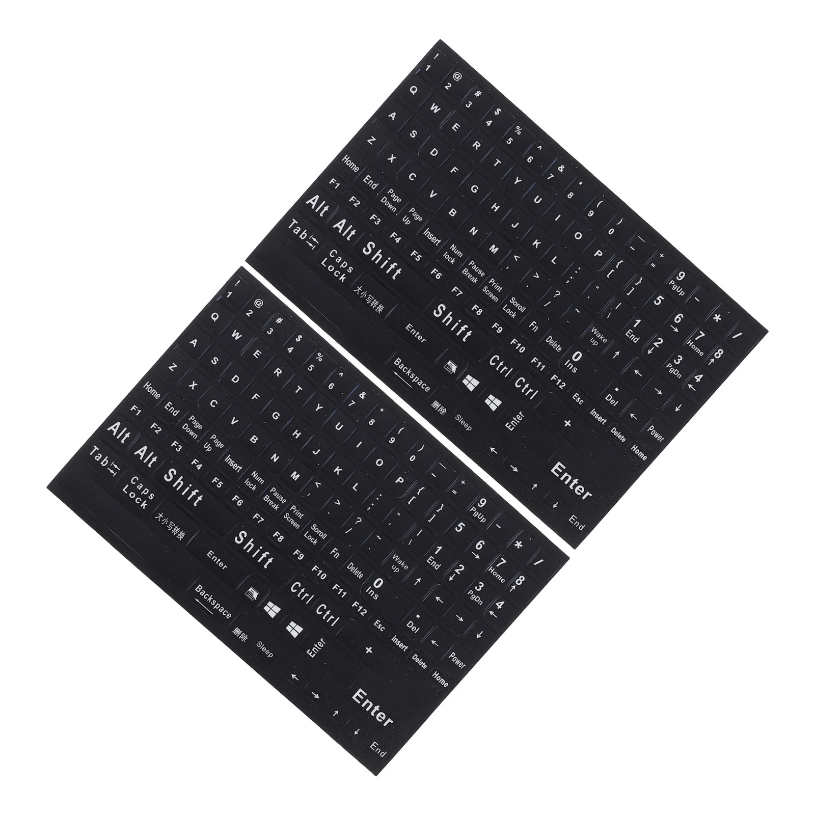 2 Sheets Computer Laptop Keyboard Stickers Clear Letters Wear-Resistant PVC Material Full Keys Design Easy to Apply Remove