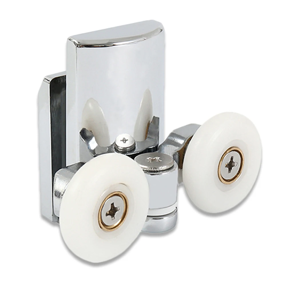 Set of 4 Metal 23mm Bathroom Shower Sliding Door Twin Roller Runners Fastener Pulley Wheels