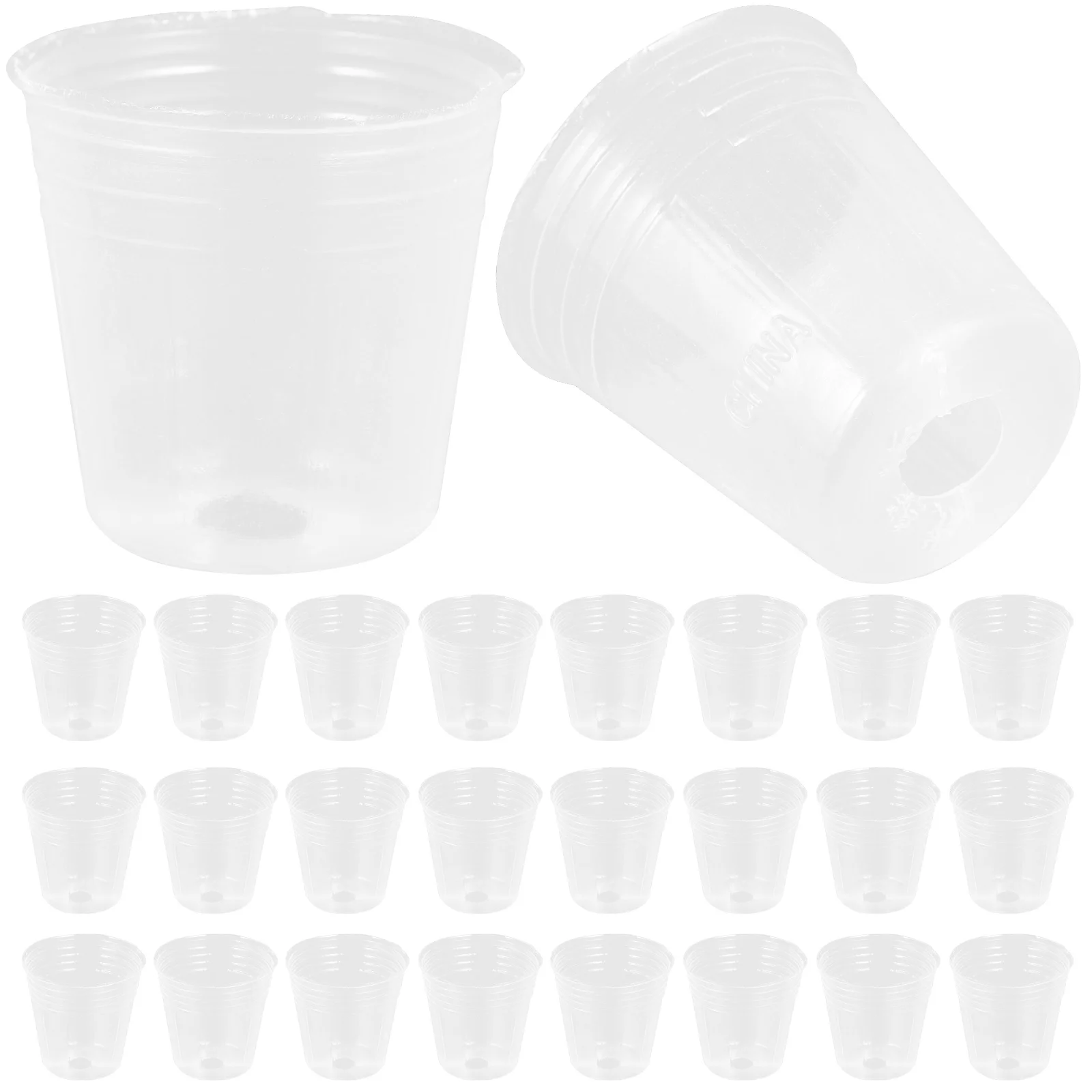 

50 Pcs Nursery Cup Planting Tools Large Pots Transparent Flexibility Starter Pp with Drainage Holes