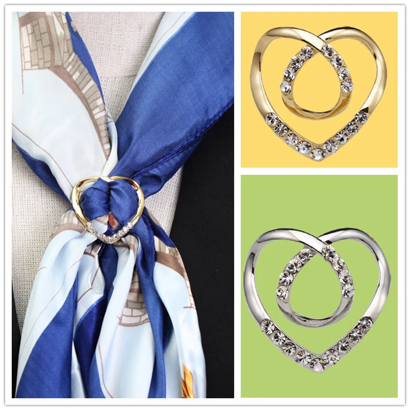 Hot Women Shawl Ring Clip Scarves Fastener Crystal Silk Scarf