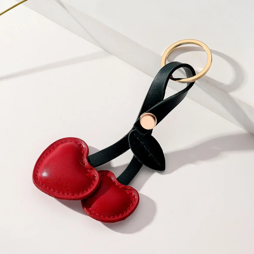 SIXAOAZZ Cherry Keychain – Sparkling Rhinestone Bag Charm With Carabiner, Cute Fruit Keychain