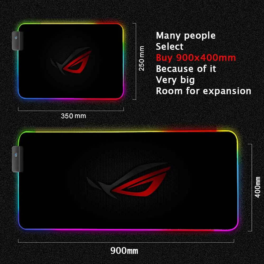 City Asus Rog Mouse Pad Rgb tappetino retroilluminato repubblica di giocatori tappetino per Mouse accessori per Pc tappetini per Mouse a Led tappetino da gioco s Mesa Gamer