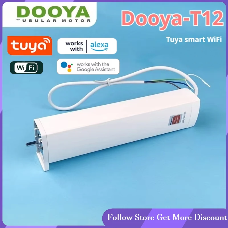 Dooya Tuya WIFI สมาร์ทผ้าม่านมอเตอร์ T12 ไฟฟ้าอัจฉริยะผ้าม่านมอเตอร์รีโมทคอนโทรล 50/60HZ สมาร์ทระบบ Super ค่อนข้าง 1