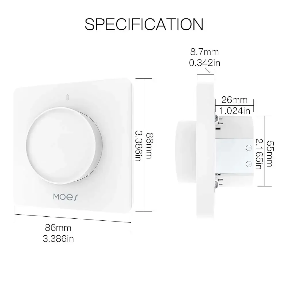 Smart Light Switch LED Strip Controller LED Dimmer Switch LED Dimmer Controller Smart Dimmer Switch ZigBee Smart Rotary Light Dimmer Switch Brightness Memory Smart Life/Tuya APP Remote Control Works with Alexa Google EU