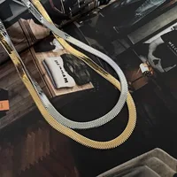 Golden Stainless Steel Snake Bone Chain Necklace Hip Hop Chic Women Cool and Beautiful Versatile Chavicle Chain Fashion Jewelry - Image 3