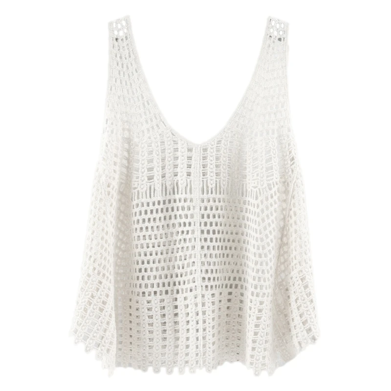 

Fashion Crochet Knitted Vest Summer Sleeveless for Tank Top Hollow Camisole Vest Dropship