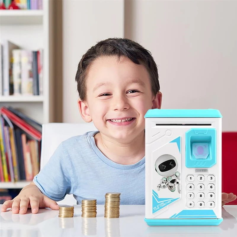 Boîte à billets électronique avec mot de passe d'empreinte digitale tirelire, caisse d'épargne de pièces d'argent, dépôt automatique ATM, cadeau de noël pour enfants tirelire électronique tirelire éle