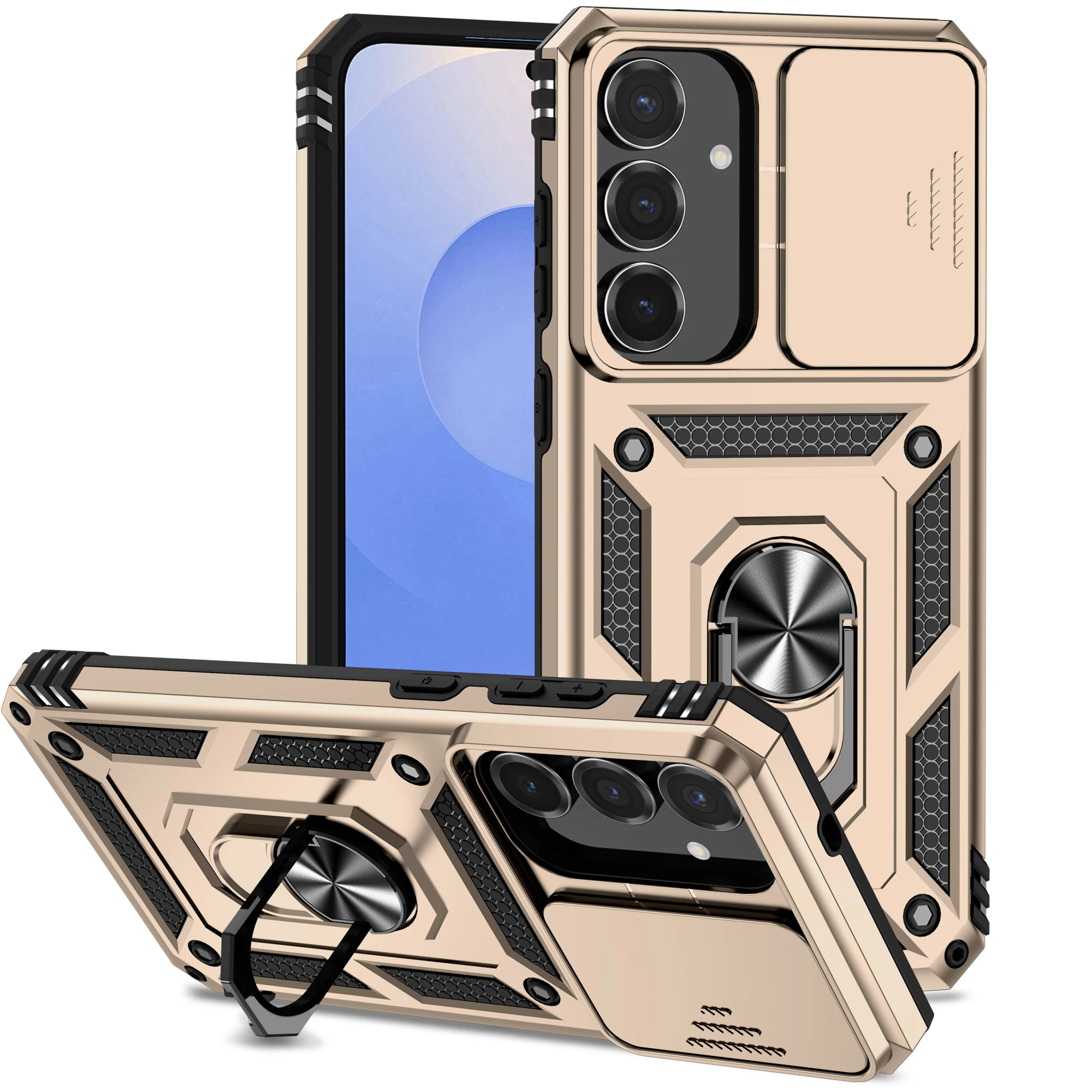 Shockproof Armor Case with Ring Holder and Lens Protection – Enhanced Durability Cover