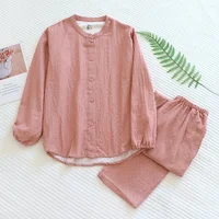 2026 new spring and autumn women's pajamas set 100% cotton long-sleeved trousers two-piece simple casual home clothes sleepwear - Image 4