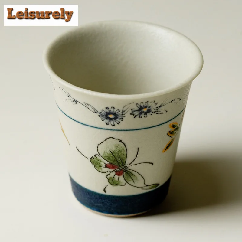 2pc/lot Butterfly Orchid Teacup Aesthetic Tea Bowl Tea Pair Tea-tasting Meditation Cup Jianzhan Master Cups Chinese Tea Set 35ml