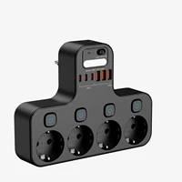 4000W EU Multifunction Socket Smart Night Light Individual Switch EU Plug 4 AC Power Strip with Phone Holder 2 USB-A 2 USB-C - Image 2