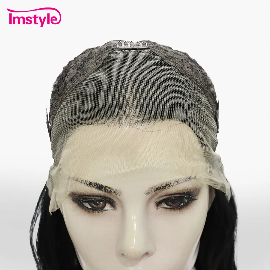 Imstyle Black Lace Wig Long Synthetic Lace Front Wig Heat Resistant Fiber Natural Wavy Lace Daily Cosplay Wigs For Women 5