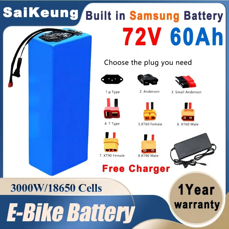 

72V 50ah 20Ah 18650 lithiumbattery pack 84V electric bicycle scooter motorcycle BMS 3000W high power 25ah 30ah 35ah 40ah battery