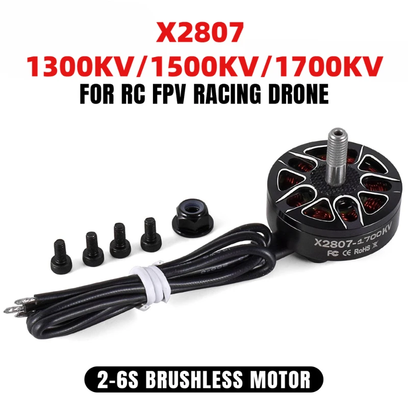 RC FPV 레이싱 드론 멀티콥터용 브러시리스 모터, X2807 2807, 1300, 1500, 1700KV, 2-6S, 4mm 베어링 샤프트 모터, DIY 업그레이드 부품