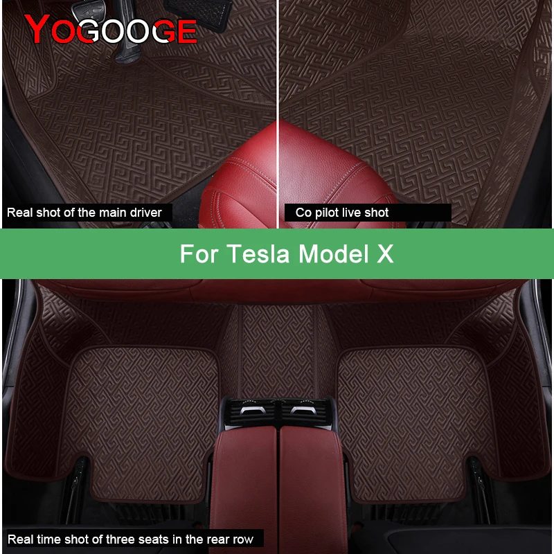 

YOGOOGE Car Floor Mats For Tesla Model X Luxury Auto Accessories Foot Carpet