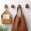 Solid Wood Handle Clothes Hook Coat Hook Wall-mounted Punch-free Door Clothes Hanger Pebble Shape Cabinet Door Kitchen Organizer 4