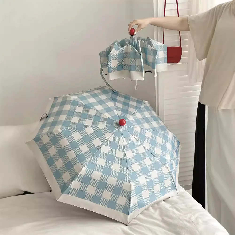Compact Dual-Use Automatic Umbrella with UV Protection and Minimalist Grid Design