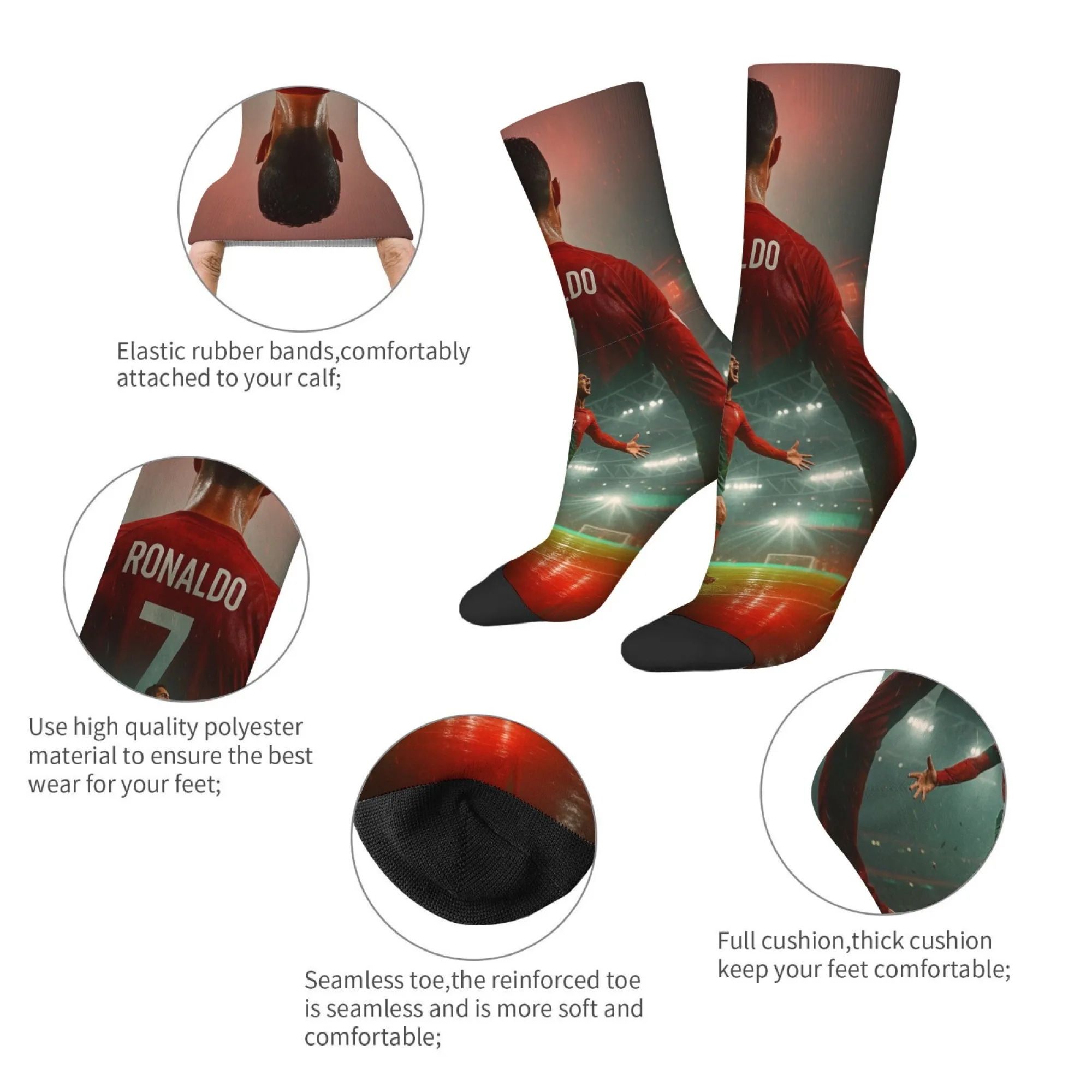 CR7 Cristiano Ronaldo Men's Fun Compression Socks - Stylish Outdoor Casual Non-Slip Sportswear